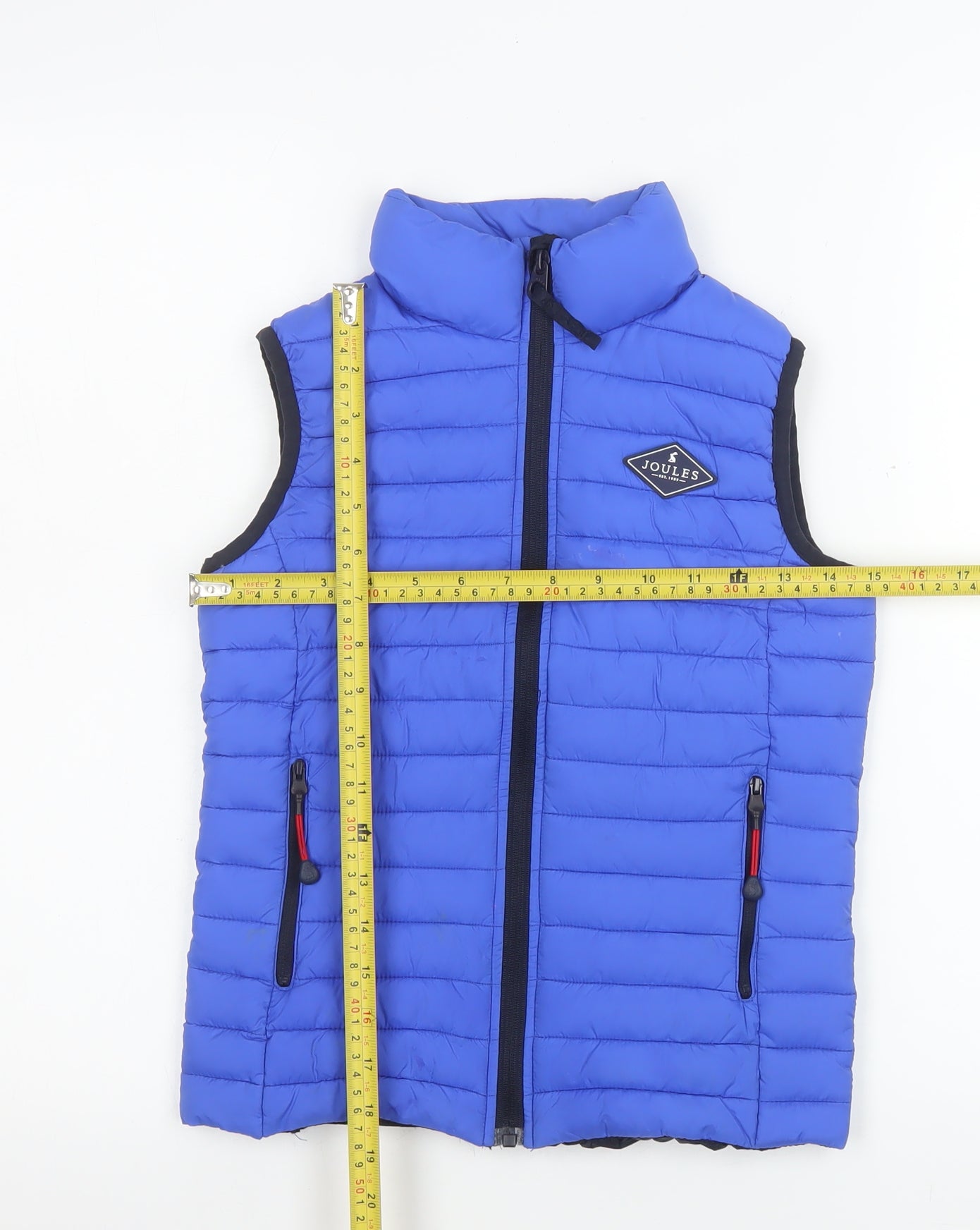 Joules Boys Blue Padded Bodywarmer Gilet 7-8 Years Zip Up Outdoor Waistcoat