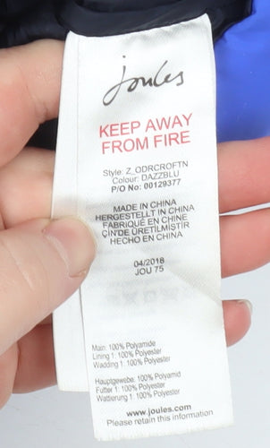 Joules Boys Blue Padded Bodywarmer Gilet 7-8 Years Zip Up Outdoor Waistcoat