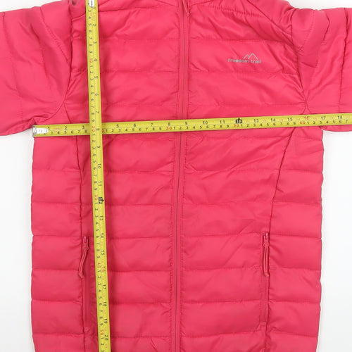 Freedom Trail Girls Pink Hooded Puffer Jacket 9-10 Years Lightweight Winter Coat