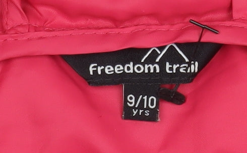 Freedom Trail Girls Pink Hooded Puffer Jacket 9-10 Years Lightweight Winter Coat