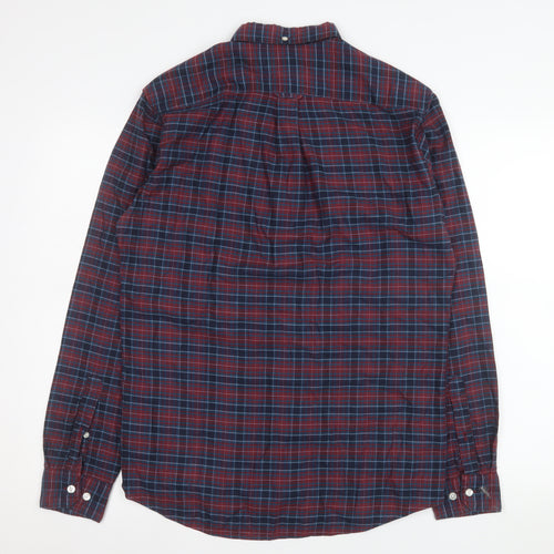 Farah Men's Red Blue Check Long Sleeve Slim Fit Button-Up Shirt Size M