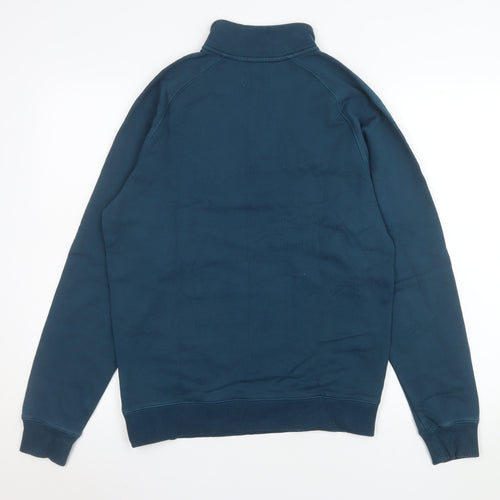 Farah Men's Blue 1/2 Zip High Neck Cotton Sweatshirt Size S