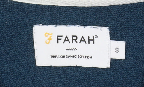 Farah Men's Blue 1/2 Zip High Neck Cotton Sweatshirt Size S