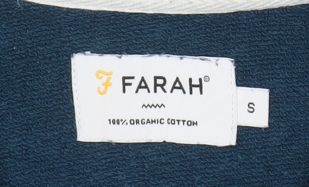 Farah Men's Blue 1/2 Zip High Neck Cotton Sweatshirt Size S