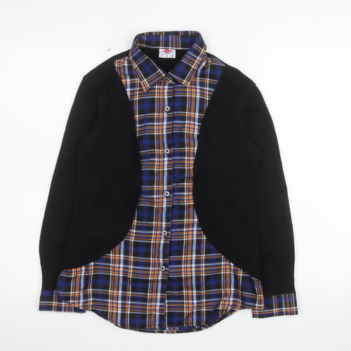 Lee Cooper Womens Blue Check Button-Up Shirt Size 8 Classic Fit