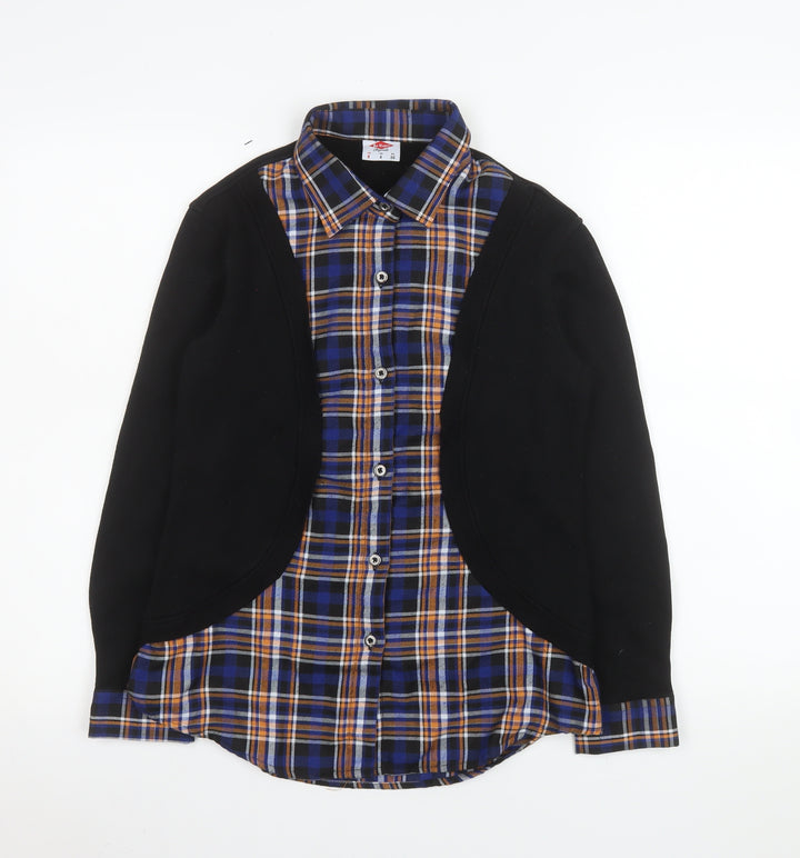Lee Cooper Womens Blue Check Button-Up Shirt Size 8 Classic Fit