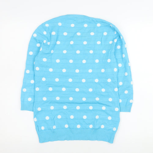 Menarys Women's Blue Polka Dot Crew Neck Long Sleeve Pullover Jumper Size S