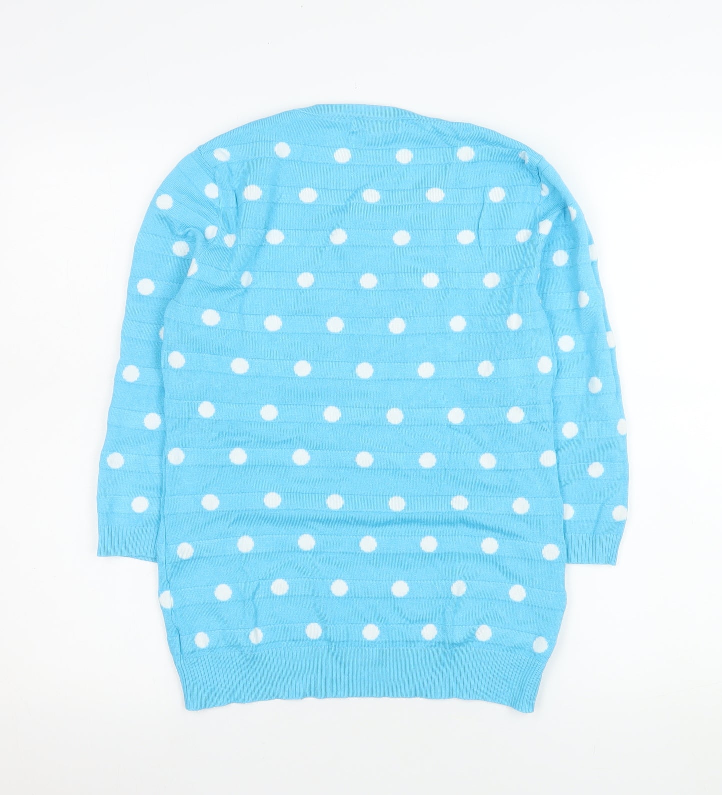 Menarys Women's Blue Polka Dot Crew Neck Long Sleeve Pullover Jumper Size S