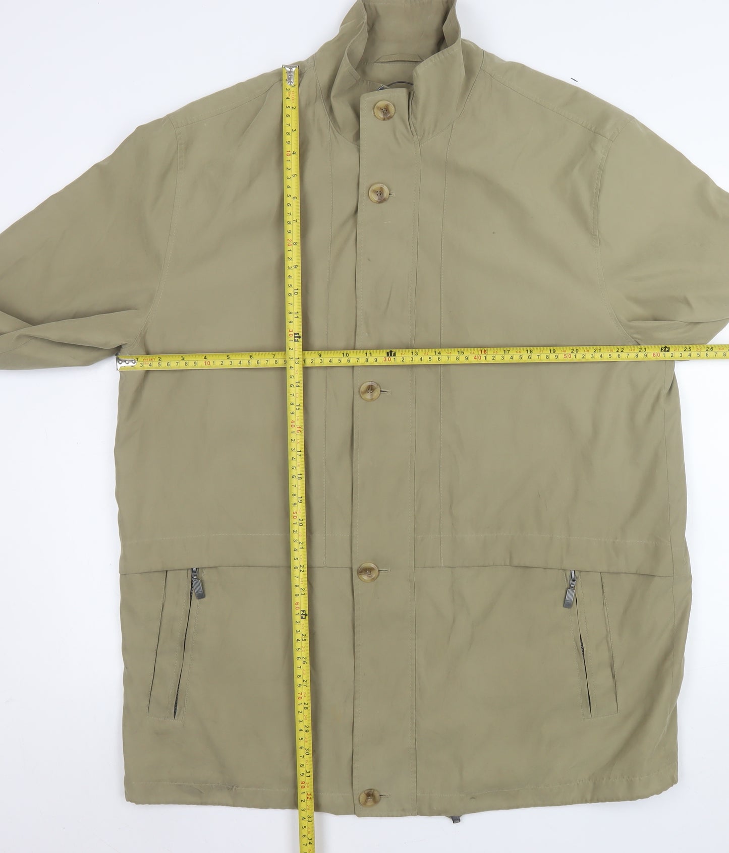 Frank Eden Men’s Beige Mid-Length Basic Jacket Size 44 Polyester