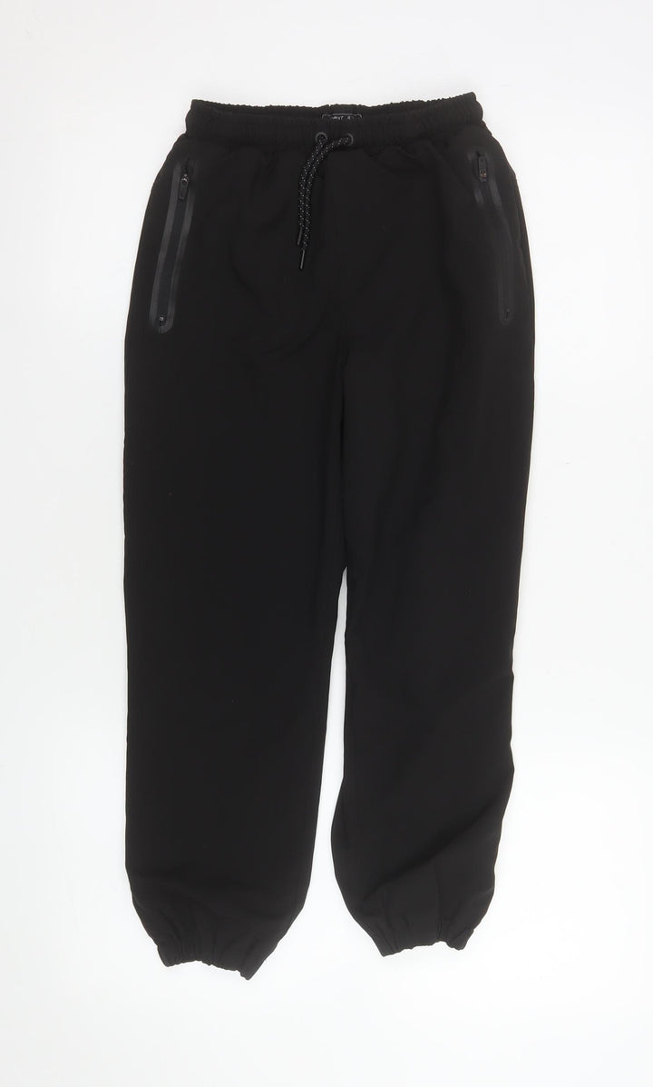 Next Boys Black Jogger Softshell Trousers 10 Years Elastic Waist Zip Pockets