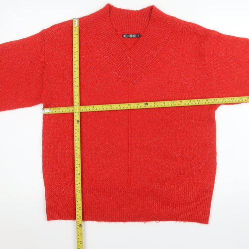 Dunnes Stores Womens Red V-Neck Pullover Knit Jumper XS