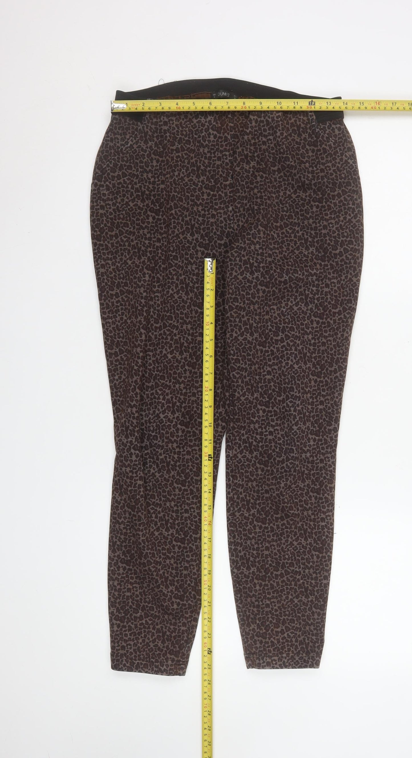 Dunnes Women Brown Animal Print Slim Leg Stretch Leggings M