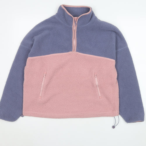 Living Stones Womens Pink Blue Fleece 1/2 Zip Jacket Size S