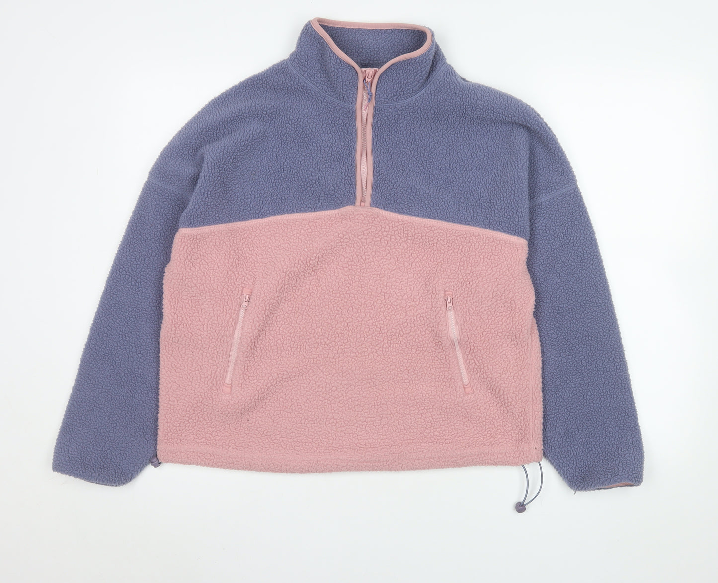 Living Stones Womens Pink Blue Fleece 1/2 Zip Jacket Size S