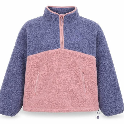 Living Stones Womens Pink Blue Fleece 1/2 Zip Jacket Size S