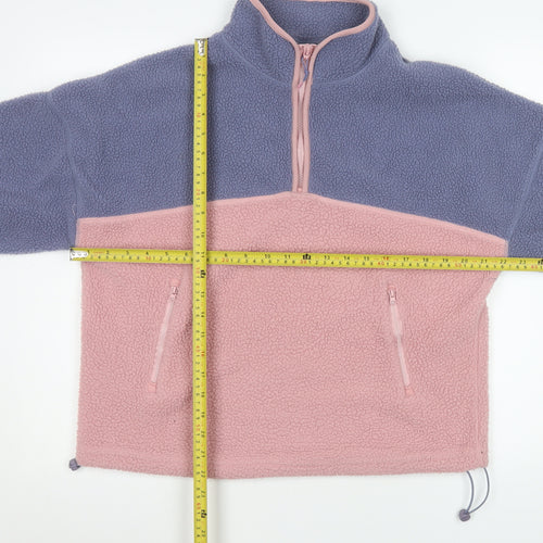 Living Stones Womens Pink Blue Fleece 1/2 Zip Jacket Size S