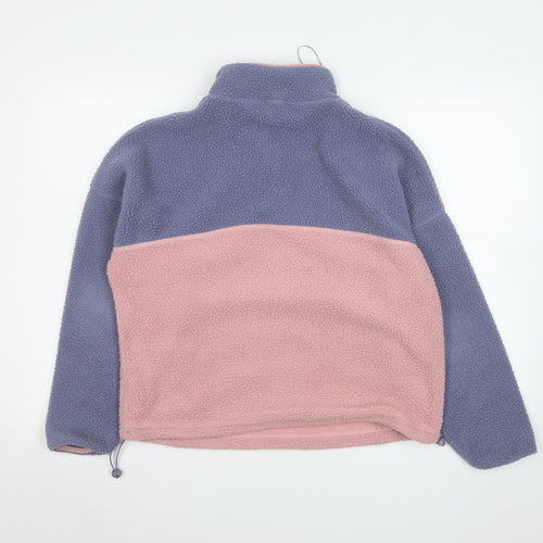 Living Stones Womens Pink Blue Fleece 1/2 Zip Jacket Size S