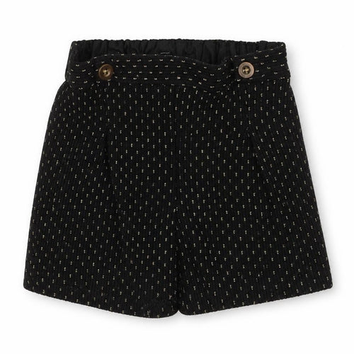 F&F Girls Black Paperbag Shorts 3-4 Years Acrylic Knit Elastic Waist