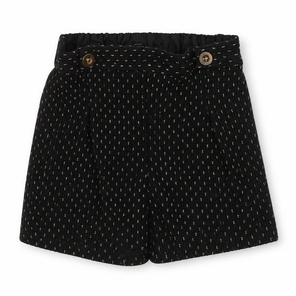 F&F Girls Black Paperbag Shorts 3-4 Years Acrylic Knit Elastic Waist