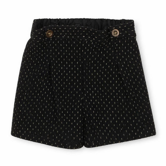 F&F Girls Black Paperbag Shorts 3-4 Years Acrylic Knit Elastic Waist