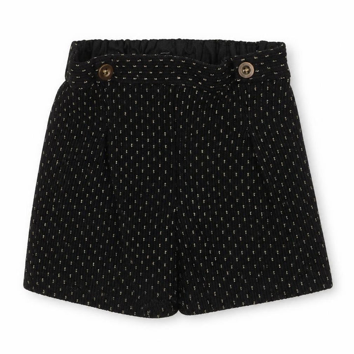 F&F Girls Black Paperbag Shorts 3-4 Years Acrylic Knit Elastic Waist