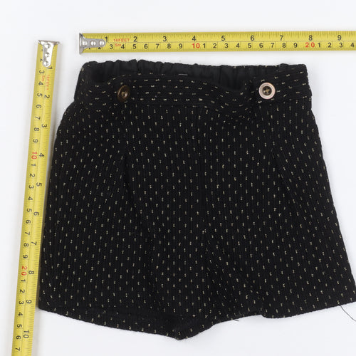 F&F Girls Black Paperbag Shorts 3-4 Years Acrylic Knit Elastic Waist