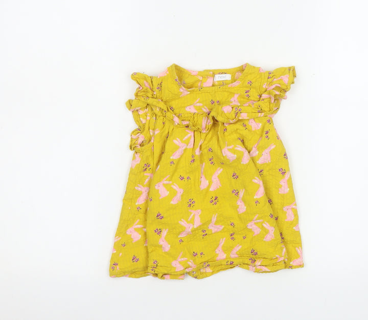 Next Girls Yellow Bunny Print Cotton A-Line Dress 6-7 Years