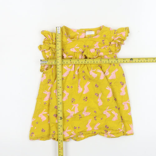Next Girls Yellow Bunny Print Cotton A-Line Dress 6-7 Years
