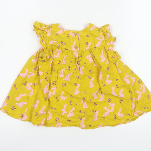 Next Girls Yellow Bunny Print Cotton A-Line Dress 6-7 Years