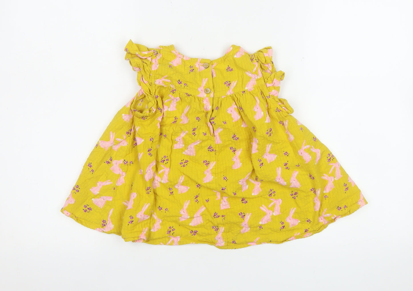 Next Girls Yellow Bunny Print Cotton A-Line Dress 6-7 Years