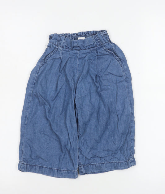 Mini Club Girls Blue Cotton Wide-Leg Jeans 3-4 Years Elastic Waist