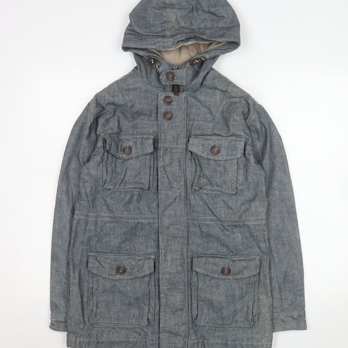 Marks and Spencer Boys Blue Hooded Cotton Parka Coat 13-14 Years