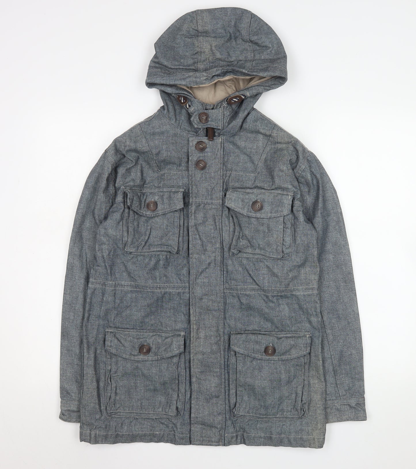 Marks and Spencer Boys Blue Hooded Cotton Parka Coat 13-14 Years