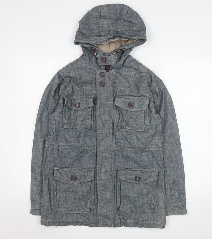 Marks and Spencer Boys Blue Hooded Cotton Parka Coat 13-14 Years