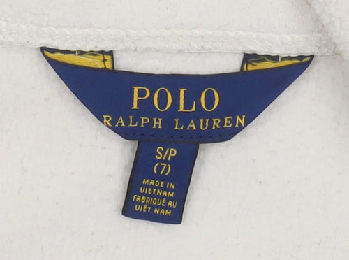 Ralph Lauren Girls Ivory Fleece Full Zip Sweatshirt Size 7 Years