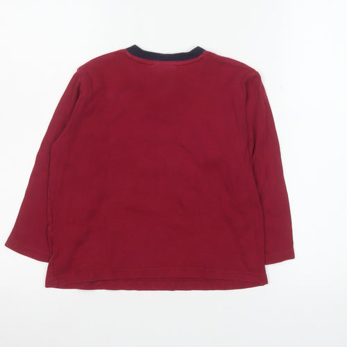 FC Barcelona Boys Red Long Sleeve Henley T-Shirt Size 6 Years