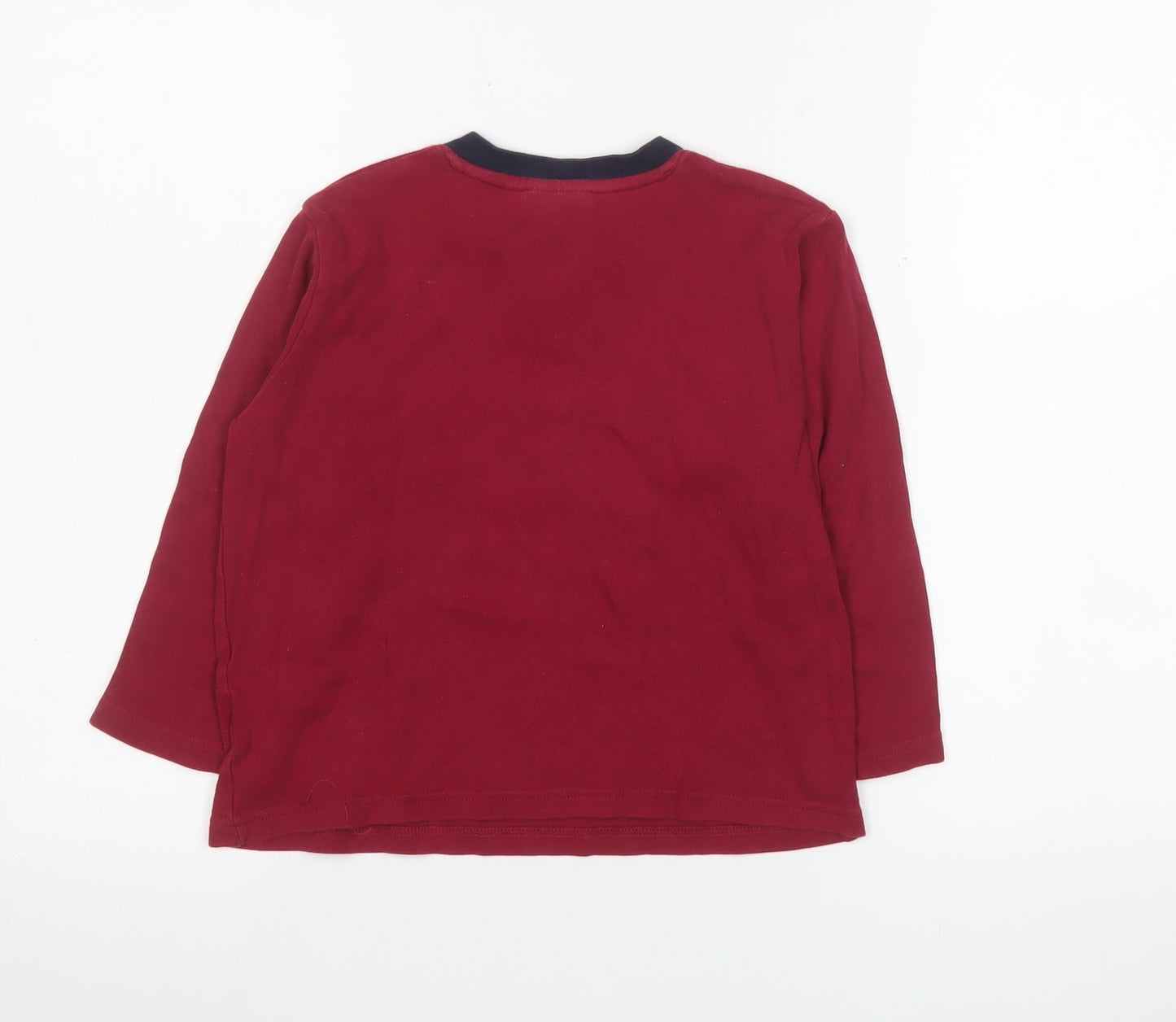 FC Barcelona Boys Red Long Sleeve Henley T-Shirt Size 6 Years