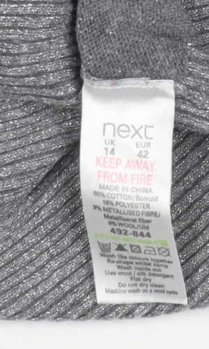 Next Women’s Grey Glitter V-Neck Button Cardigan Size 14