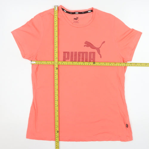Puma Womens Pink Cotton Crew Neck Logo T-Shirt Size L