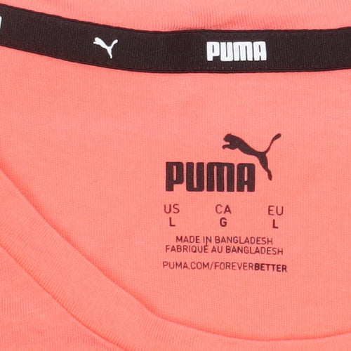 Puma Womens Pink Cotton Crew Neck Logo T-Shirt Size L