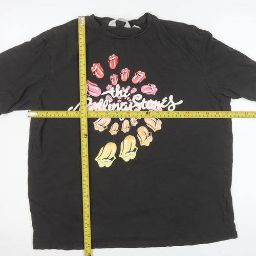 H&M Girls Black Rolling Stones Graphic Cotton T-Shirt 14 Years