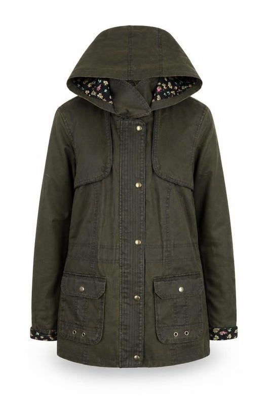 Front view of George Women’s Green Hooded Parka Jacket, size UK 10
