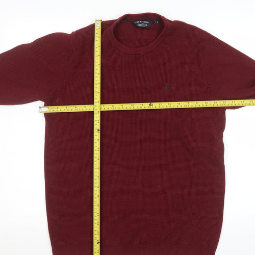 Kensington Eastside Men's Red Cotton Knit Jumper L Crew Neck Classic