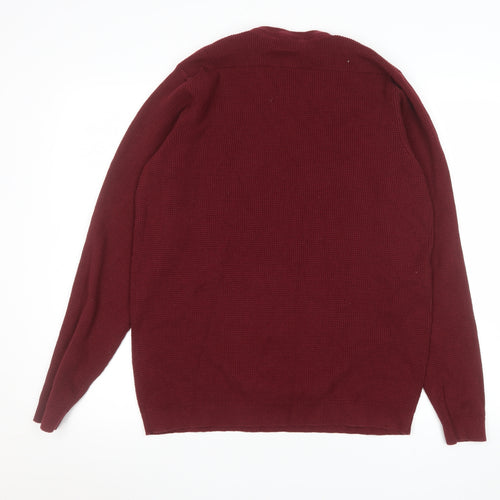 Kensington Eastside Men's Red Cotton Knit Jumper L Crew Neck Classic
