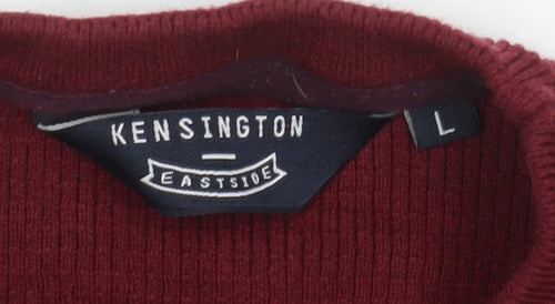 Kensington Eastside Men's Red Cotton Knit Jumper L Crew Neck Classic