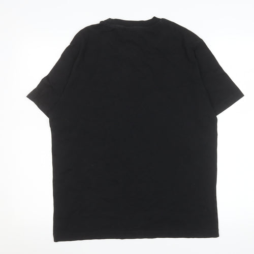 HUH Men Black S Short Sleeve Organic Cotton Graphic T-Shirt