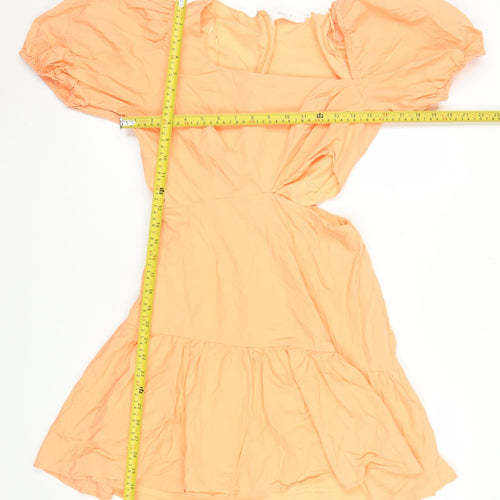ASTR The Label Women’s Orange Puff Sleeve Fit & Flare Dress Size S