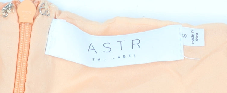 ASTR The Label Women’s Orange Puff Sleeve Fit & Flare Dress Size S