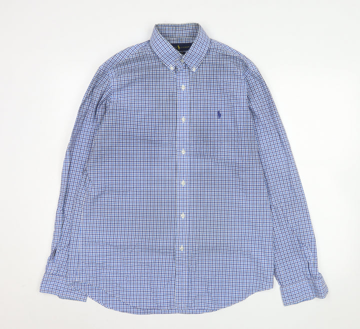 Ralph Lauren Men's Blue Check Classic Fit Cotton Button-Up Shirt M