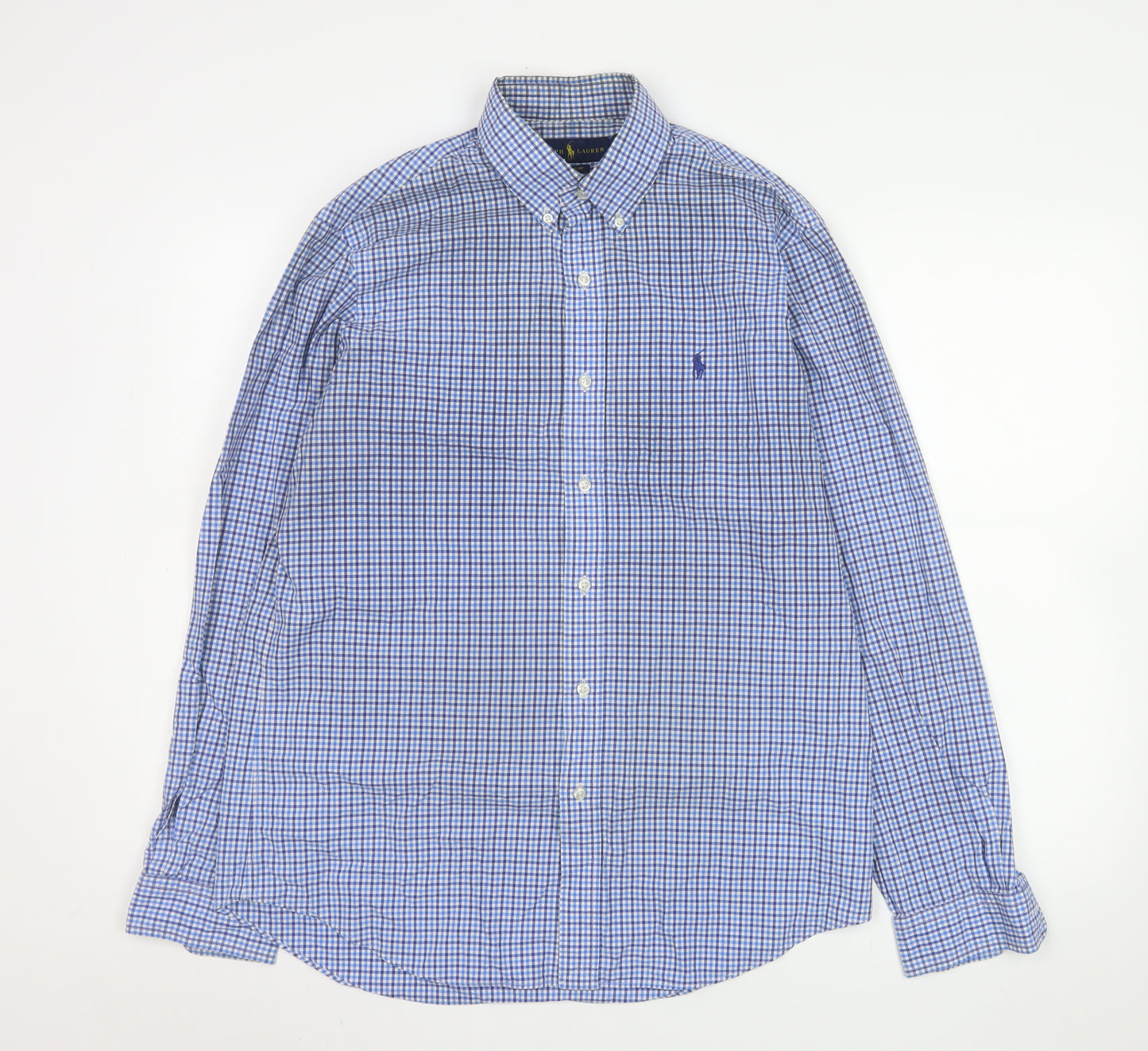 Ralph Lauren Men's Blue Check Classic Fit Cotton Button-Up Shirt M
